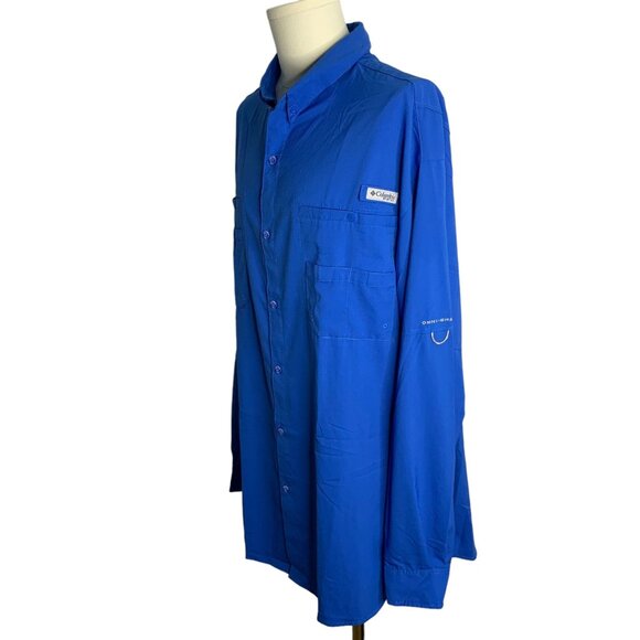 Columbia Tamiami PFG Button Down Shirt 3XL Tall Blue Vented Fishing Outdoors - Picture 3 of 7